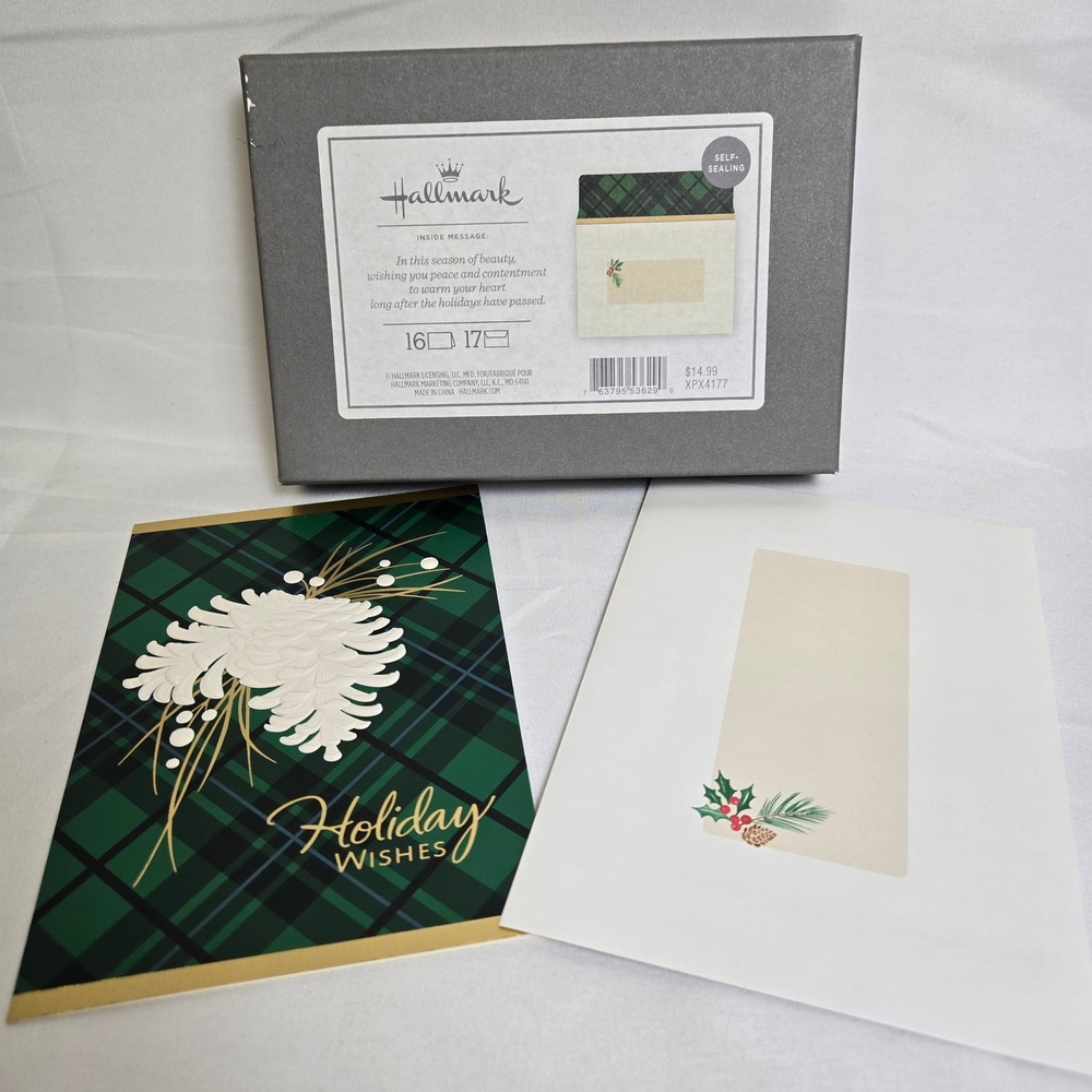 Hallmark Christmas Card (15) and Envelope (16)Set, Open‎ Box